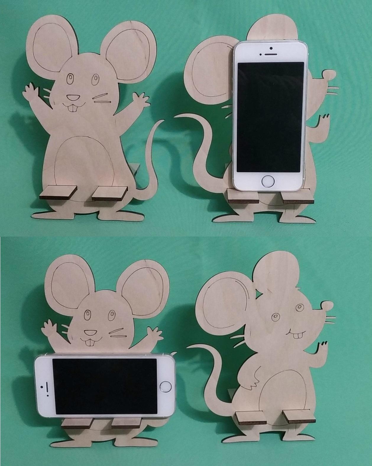 Mouse Mobile Phone Holder Creative Laser Cutting Template Laser Cut CDR File