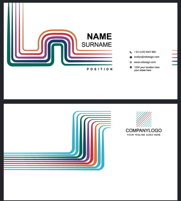 Multi Line Business Card Template Free Vector