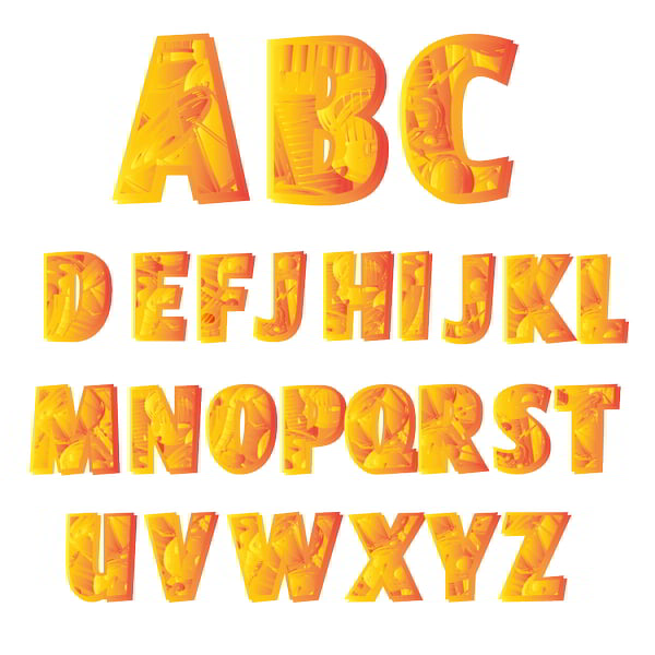 Multicolor 3D Alphabet Font Style Template Free Vector File