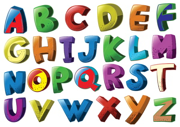 Multicolor Alphabet Digit Free Vector
