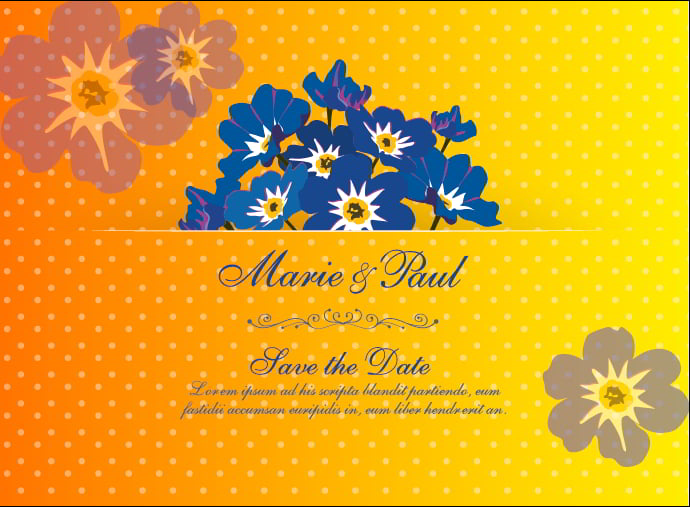 Myosotis Flower Wedding Invitation Card Template Free Vector