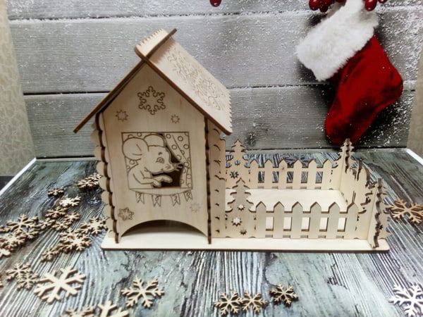 New Year Christmas Tea House Laser Cut CDR File