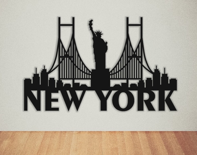 New York Wall Art Mod Decorative Design DXF Vectors File