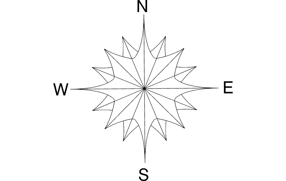 North Arrow Compass Flower Free DXF Vectors File