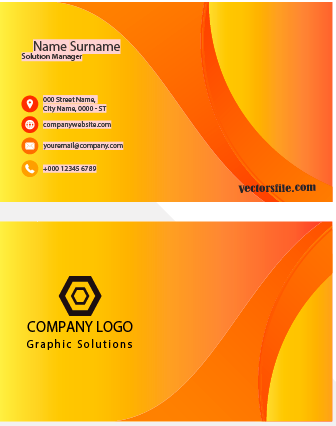 Orange Color Business Card Template Free Vector