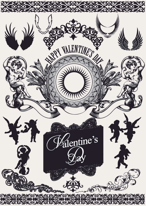 Ornamental Vector Set for Valentin’s Day CDR, EPS and Ai File