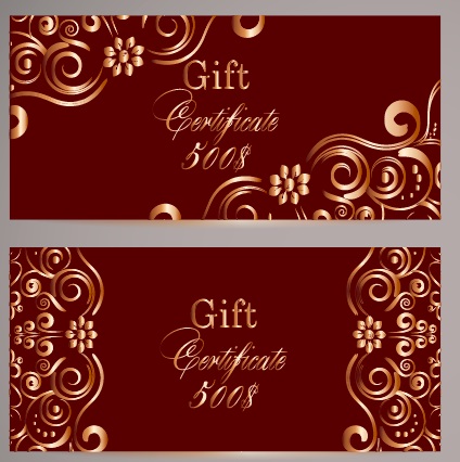 Ornate Gift Certificates Template Illustrator Vector File