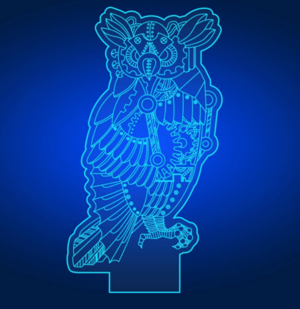 Owl 3D Illusion Lamp Free Vectors Art CDR File