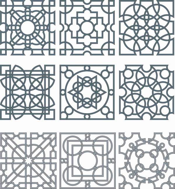Pack Of Traditional Motif Screen Panel DXF File