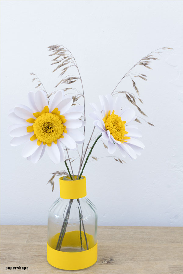 Paper Daisy Flowers 3D Papercraft Template Free PDF File