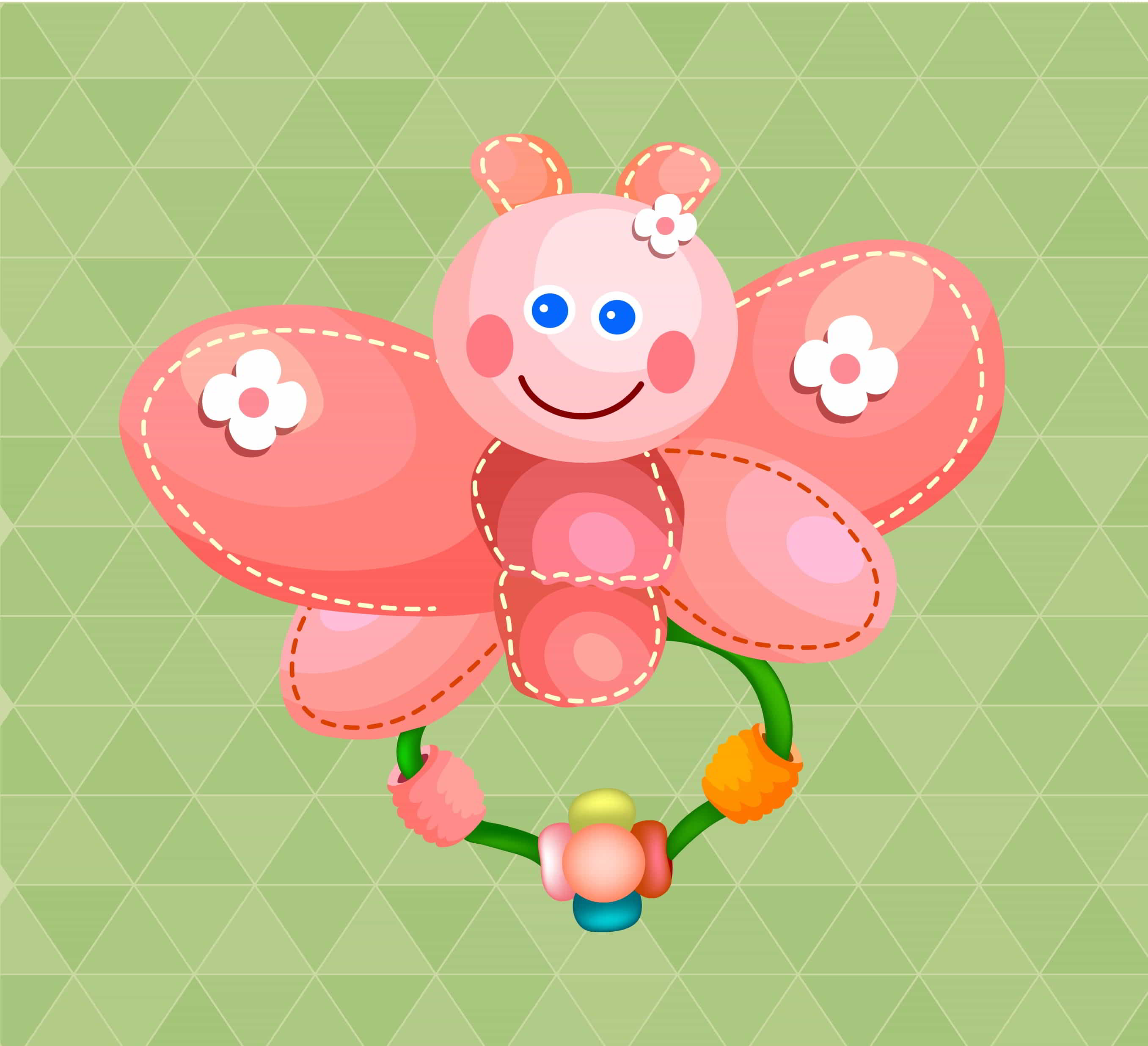 Pink Toy Icon Cute Stylized Butterfly Free Vector