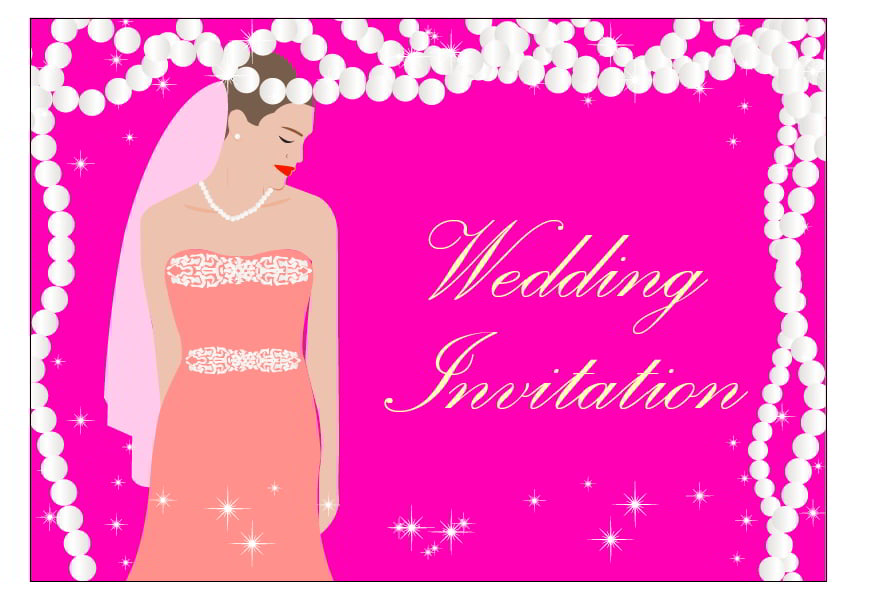 Pink Weddig Invitation Card Layout Free Vector