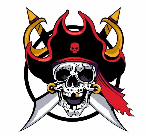 Pirate Skull Icon Scary Face Sketch Swords Decor Free Vector