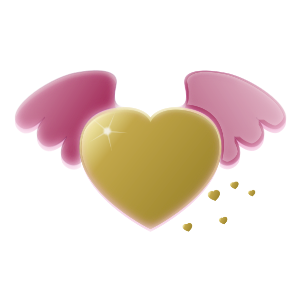 Pixabella Gold Heart With Pink Wings Vector SVG File
