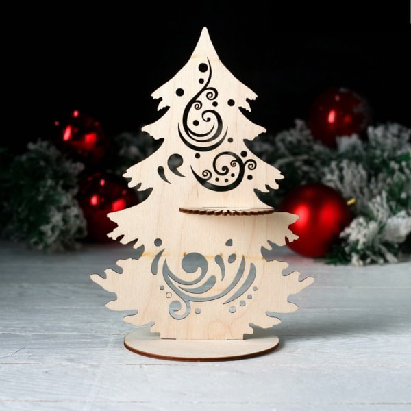 Plywood Christmas Tree Napkin Holder CDR File for Laser Cutting
