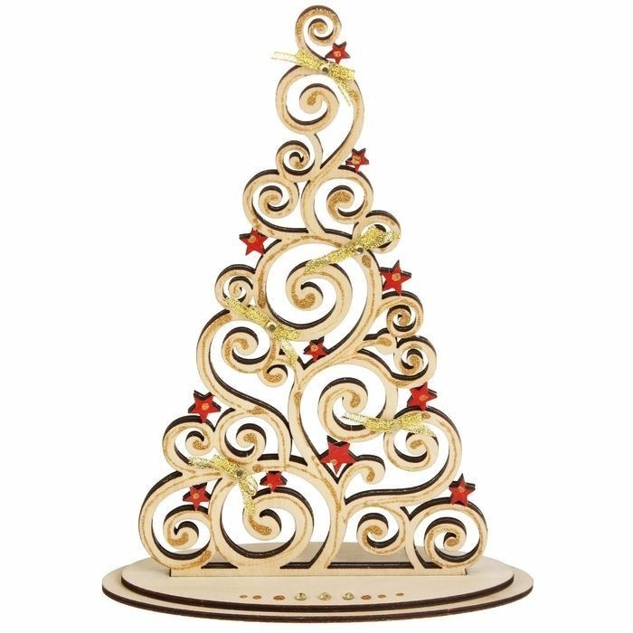 Plywood Christmas Tree on Stand Laser Cut CNC Template Free Vector CDR File