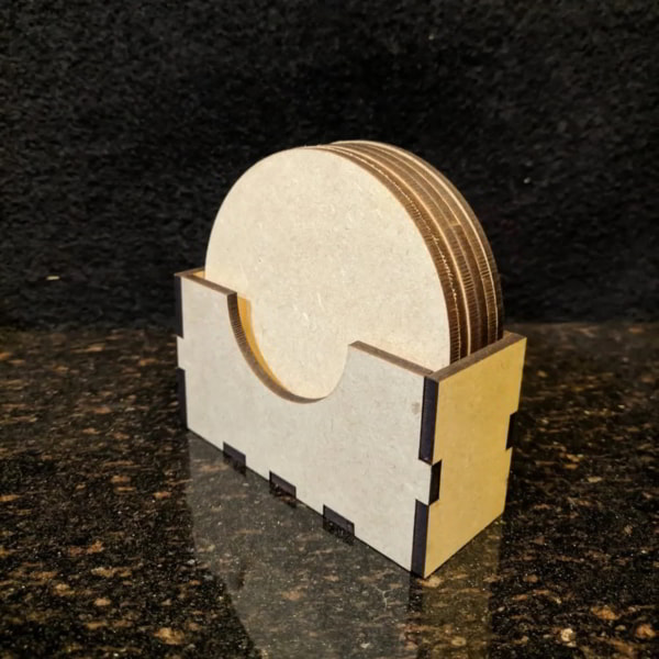 Plywood Coasters with Box CDR File for Laser Cutting