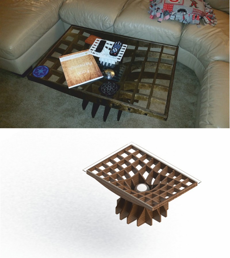Plywood Furniture Modern Table Laser Cut DXF File