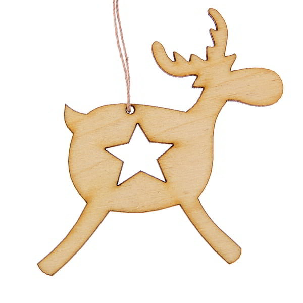 Plywood Pendant Deer with Star Christmas Ornament Free CDR File for Laser Cutting