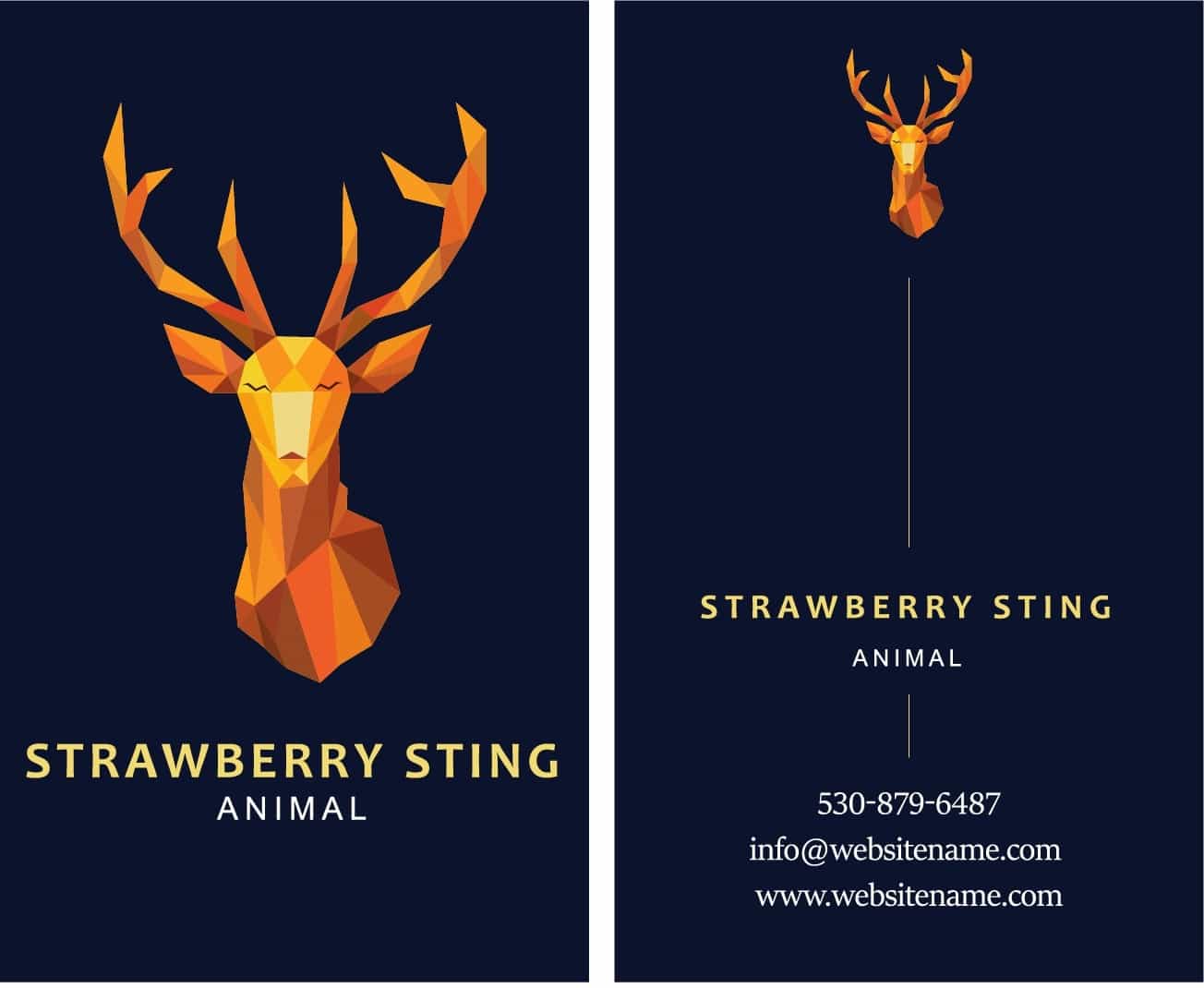 Polygonal 3D Reindeer Visiting Card Template EPS and Ai Vector File