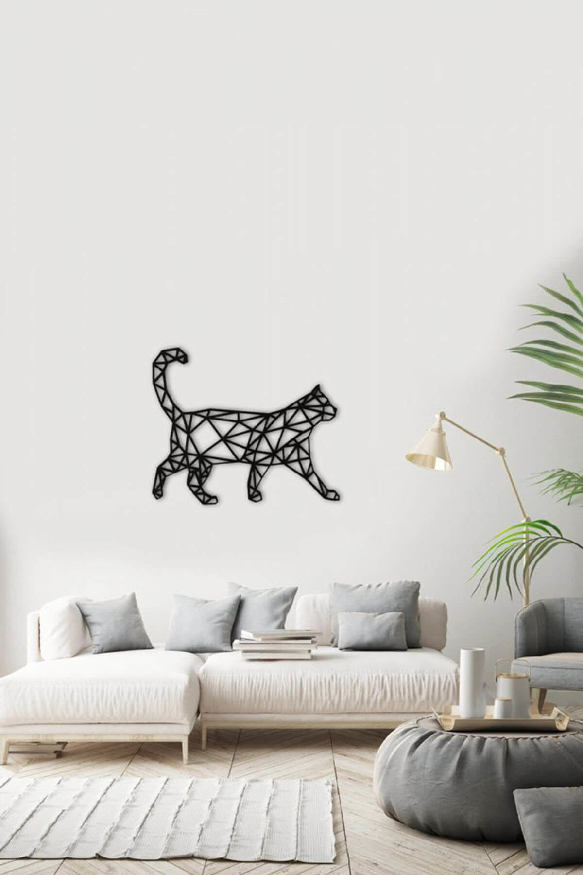 Polygonal Cat Wall Decal Laser Cut DXF File