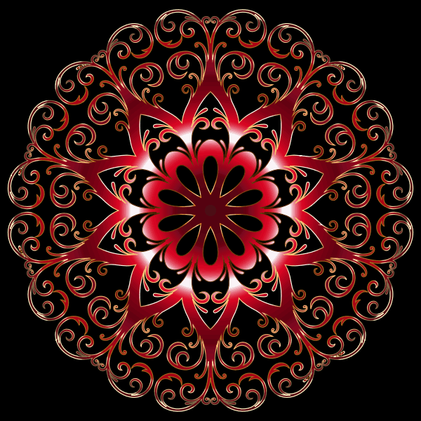 Prismatic Red Flourish Snowflake SVG File
