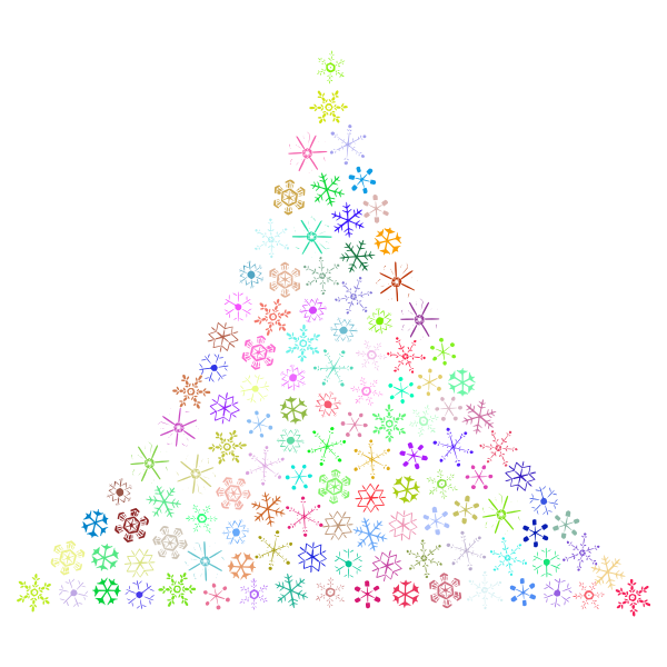 Prismatic Snowflake Christmas Tree No Background SVG File
