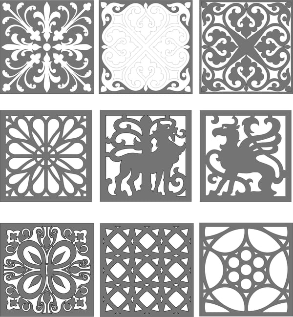 Privacy Partition Indoor Panel Room Divider Grill Seamless Patterns Free DXF File