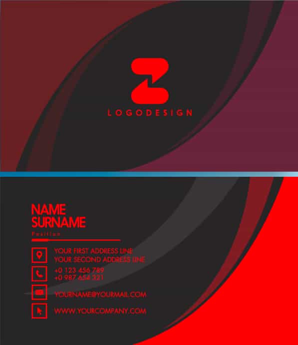 Red and Black Shad Business Cards Templates Vector File