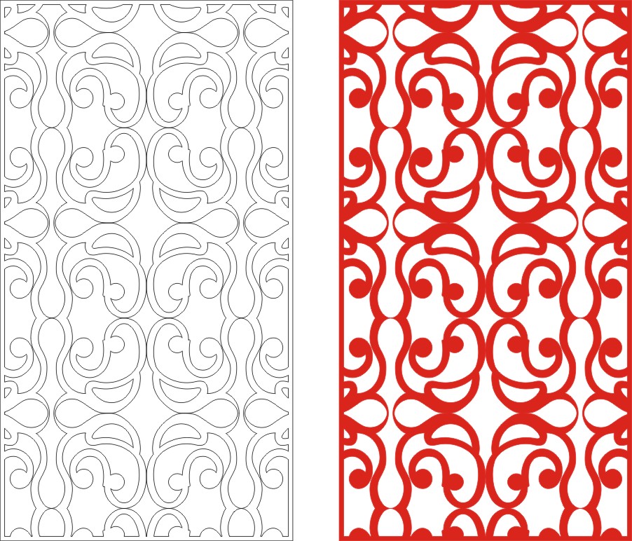 Red Padded Vertical Seamless Screen Grille Panel Pattern Laser Cut CDR File
