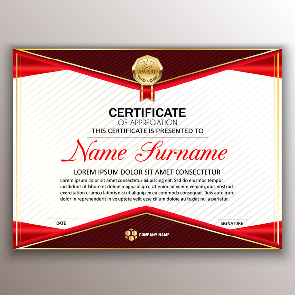 Red Styles Certificate of Appreciation Template Illustrator Vector File