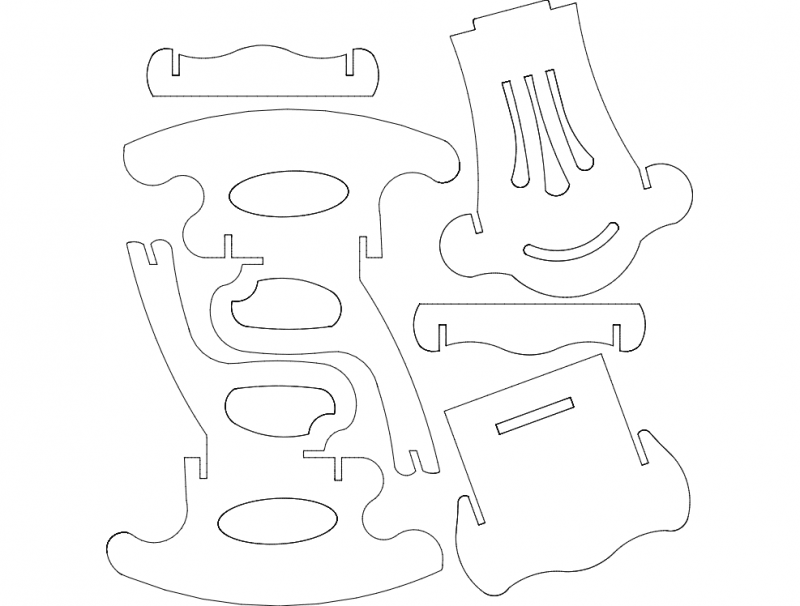 Rocking Chair s6 Free Dxf For Cnc DXF Vectors File