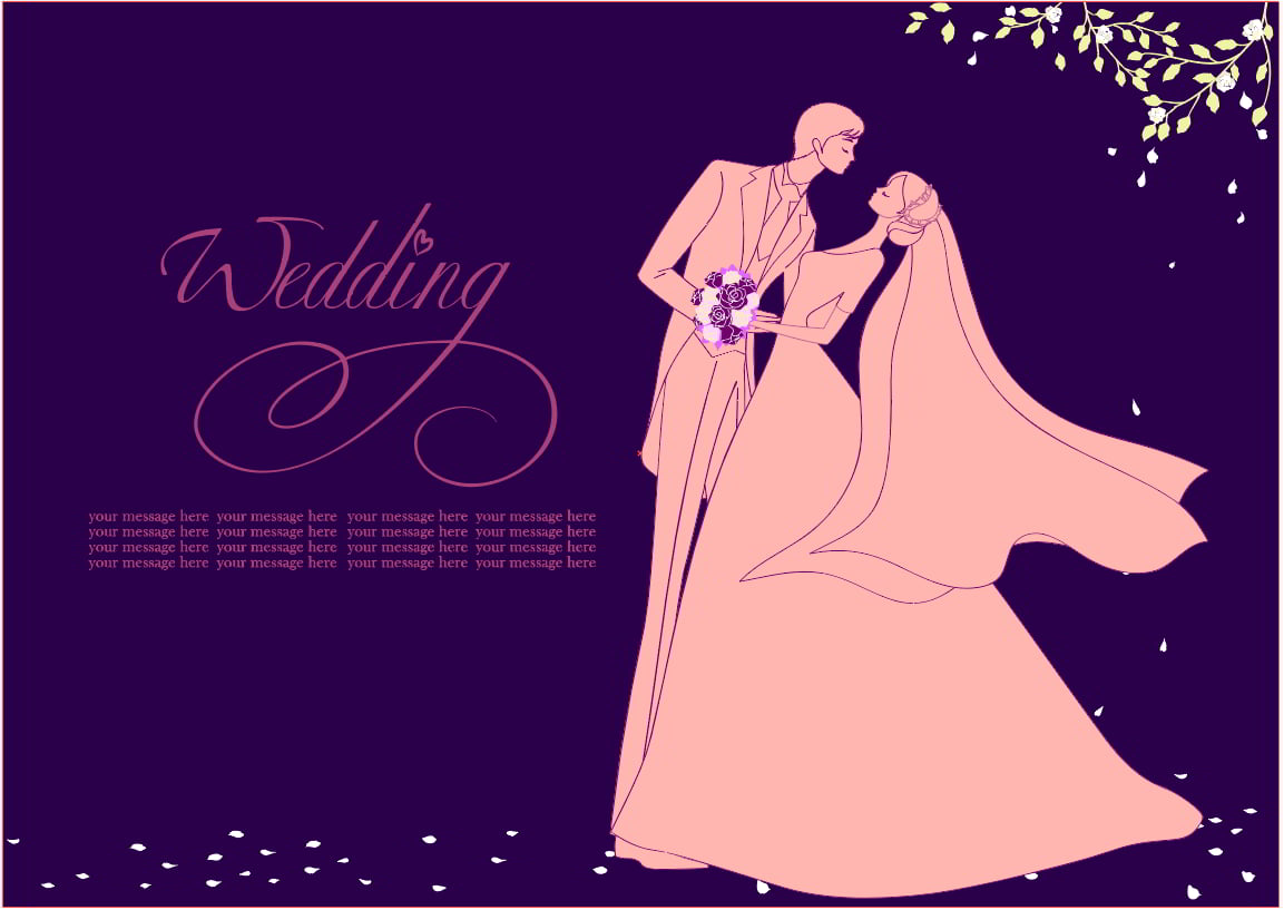 Romantic Wedding Invitation Card Design Free Vector