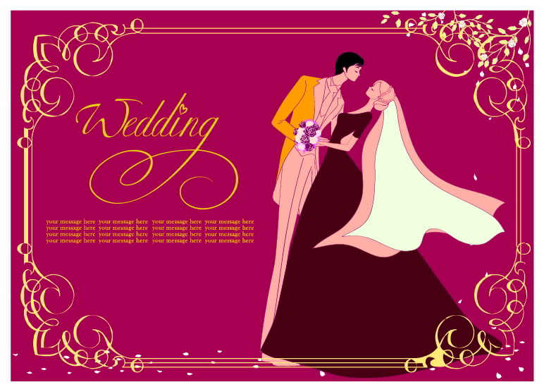 Romantic Wedding Invitation Card Template Free Vector