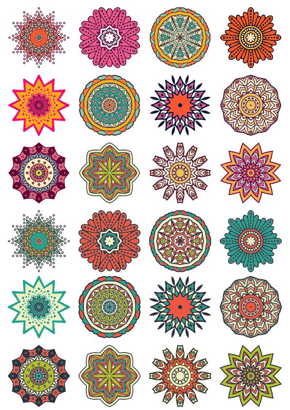 Round Floral Curly Ornament Vector Pack Free CDR Vectors File