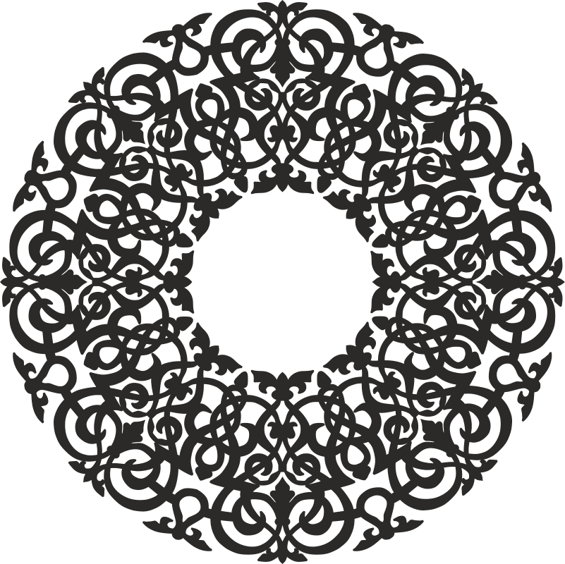 Round Floral Mandala Silhouette Design CDR File