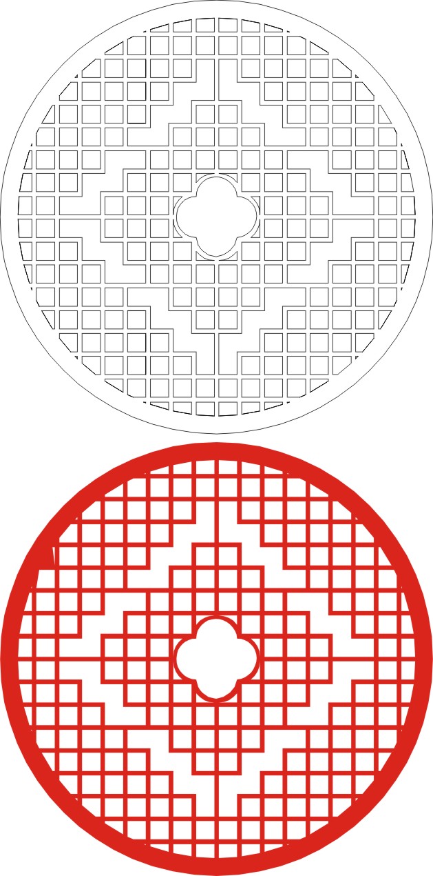 Round Net Double Tile Design Laser Cut CDR File
