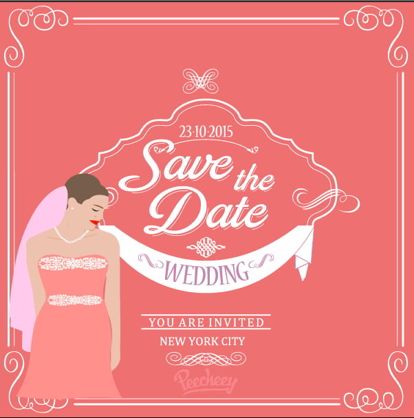 Save the Date Marriage Invitation Card Free Vector