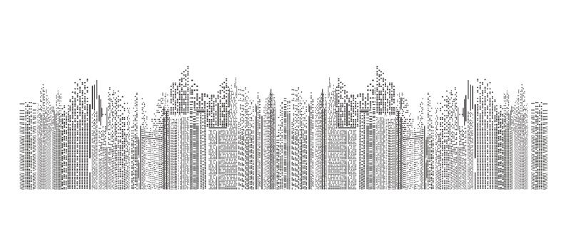 Seamless Cityscape Building Line Art Free CDR Vectors File