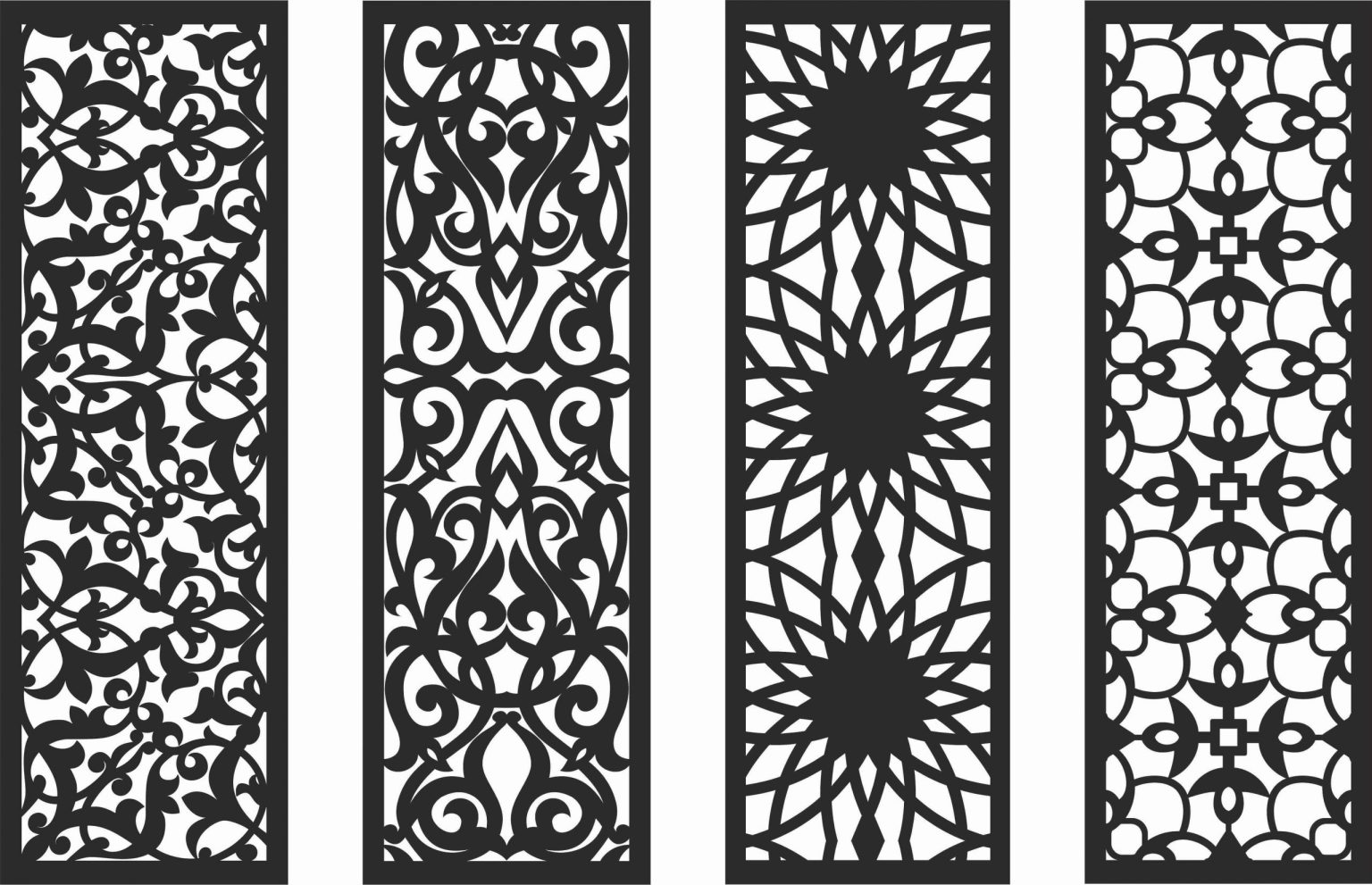 Set Of Abstract Grill Screen Panel DXF File