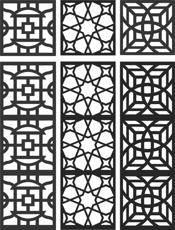 Set Of Abstract Privacy Screens Outdoor Grill Panel DXF File