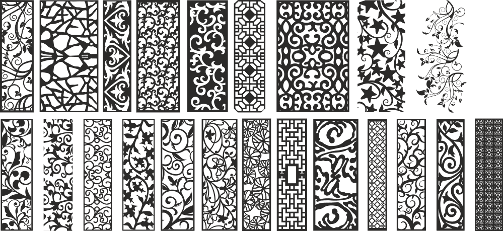 Set of Black and White Seamless Banner Free CDR File
