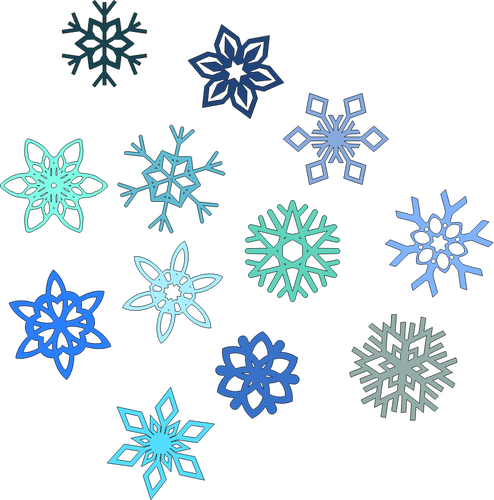 Set Of Blue Prismatic Snowflake SVG File