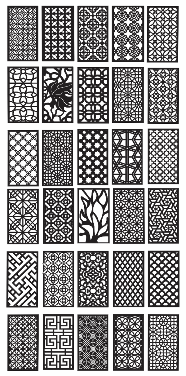 Set of Decorative Jali Panel Design DXF File