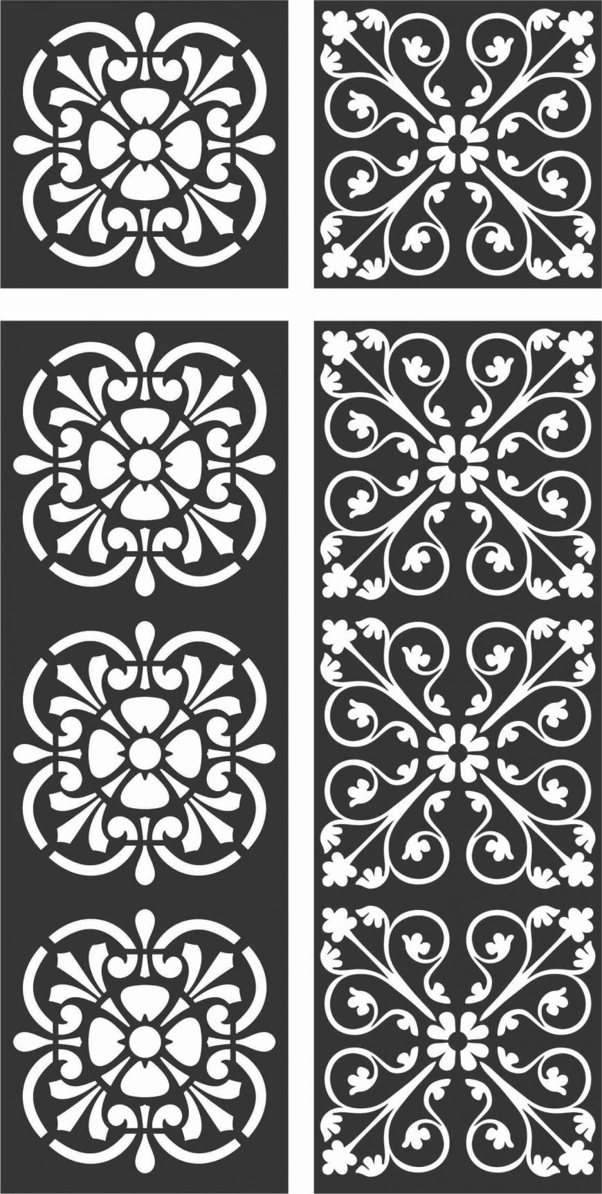 Set of Decorative Metal Wall Panels Exterior Grill Panel DXF File