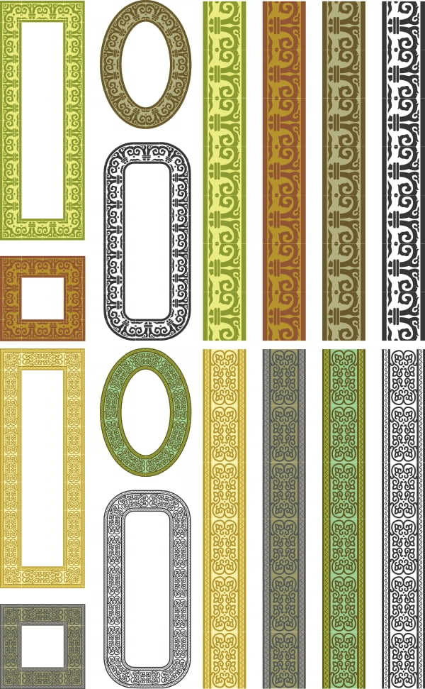 Set of Seamless Vertical Fancy Borders Flower Lace Design Free Vector