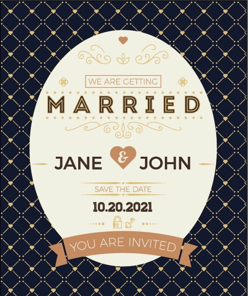 Set of Wedding Invitation Cards Template Free Vector