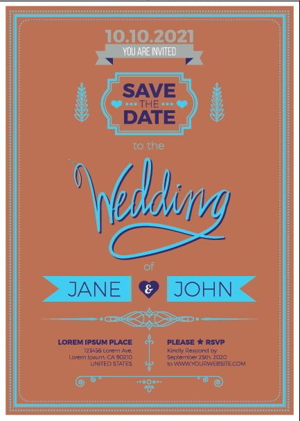 Set Of Wedding Invitation Cards Template Sample Free Vector