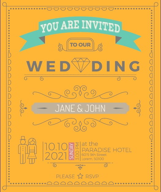 Set Of Wedding Invitation Sample Card Template Free Vector