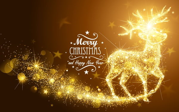 Shining Gold Deer with Christmas Vector File